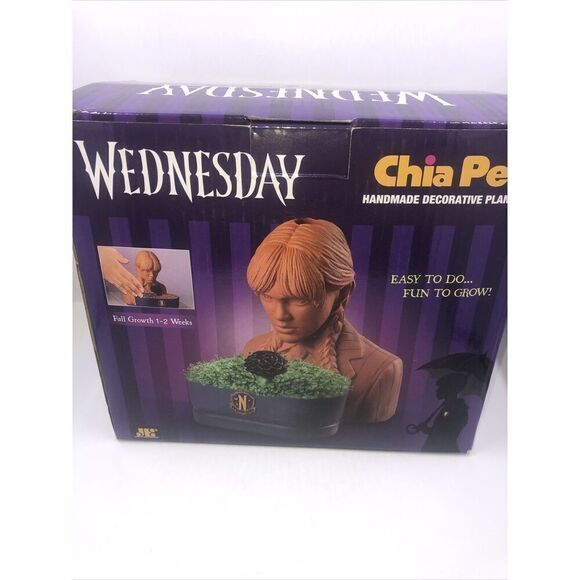 Wednesday Addams Chia Pet Handmade Decorative Planter  Addams Family, Open Box - Picture 1 of 7